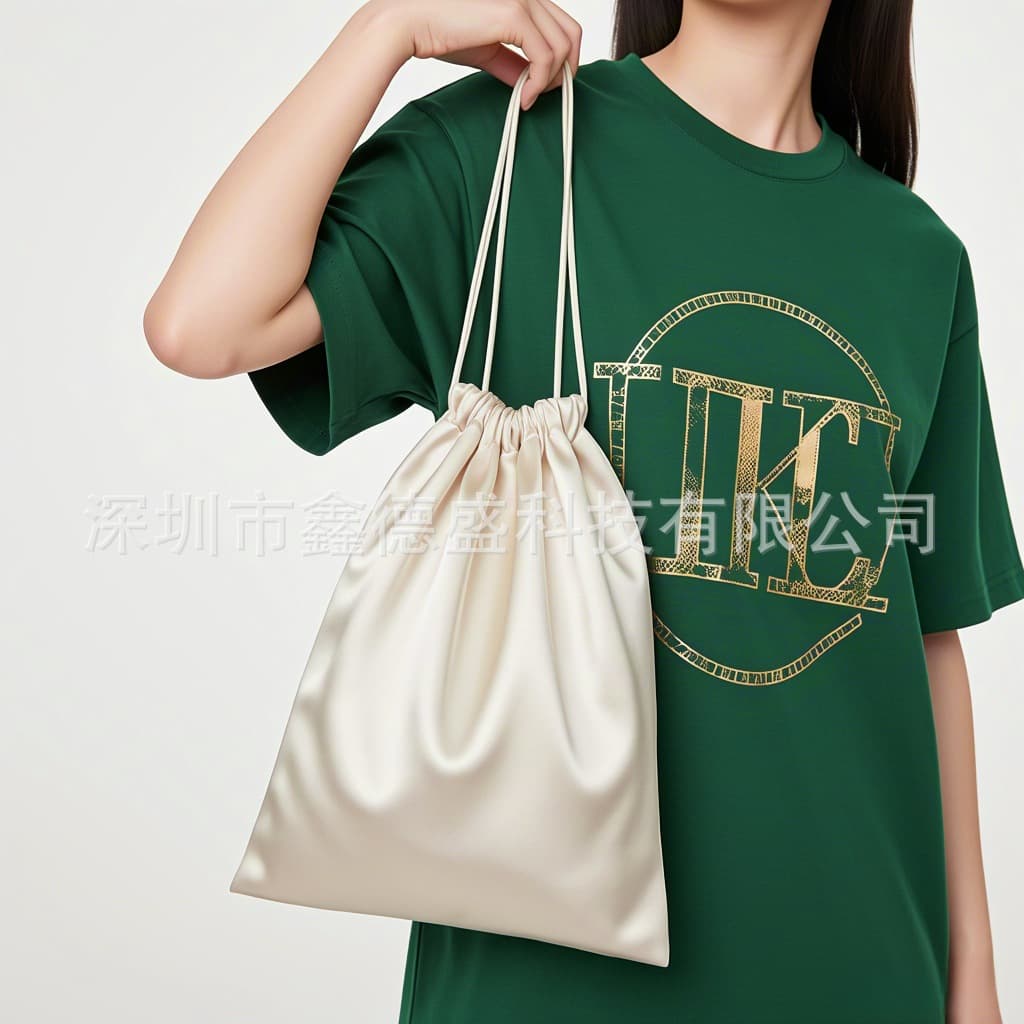 Custom imitation silk dust-proof bag, hotel hairdryer storage bag, wig and intimate apparel solid color imitation silk drawstring pouch