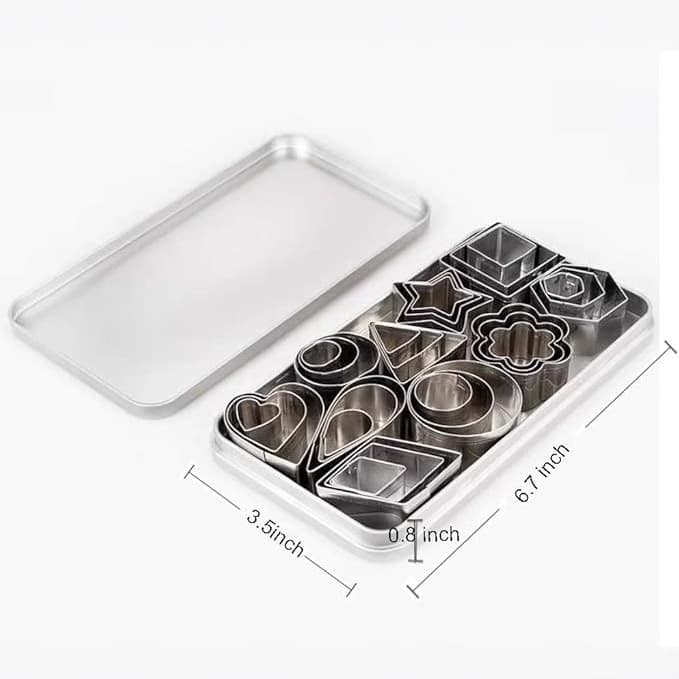 Mini Stainless Steel Cookie Cutter 30-Piece Set, Vegetable Fruit Press Cutters, Geometric Patterns Baking Tool