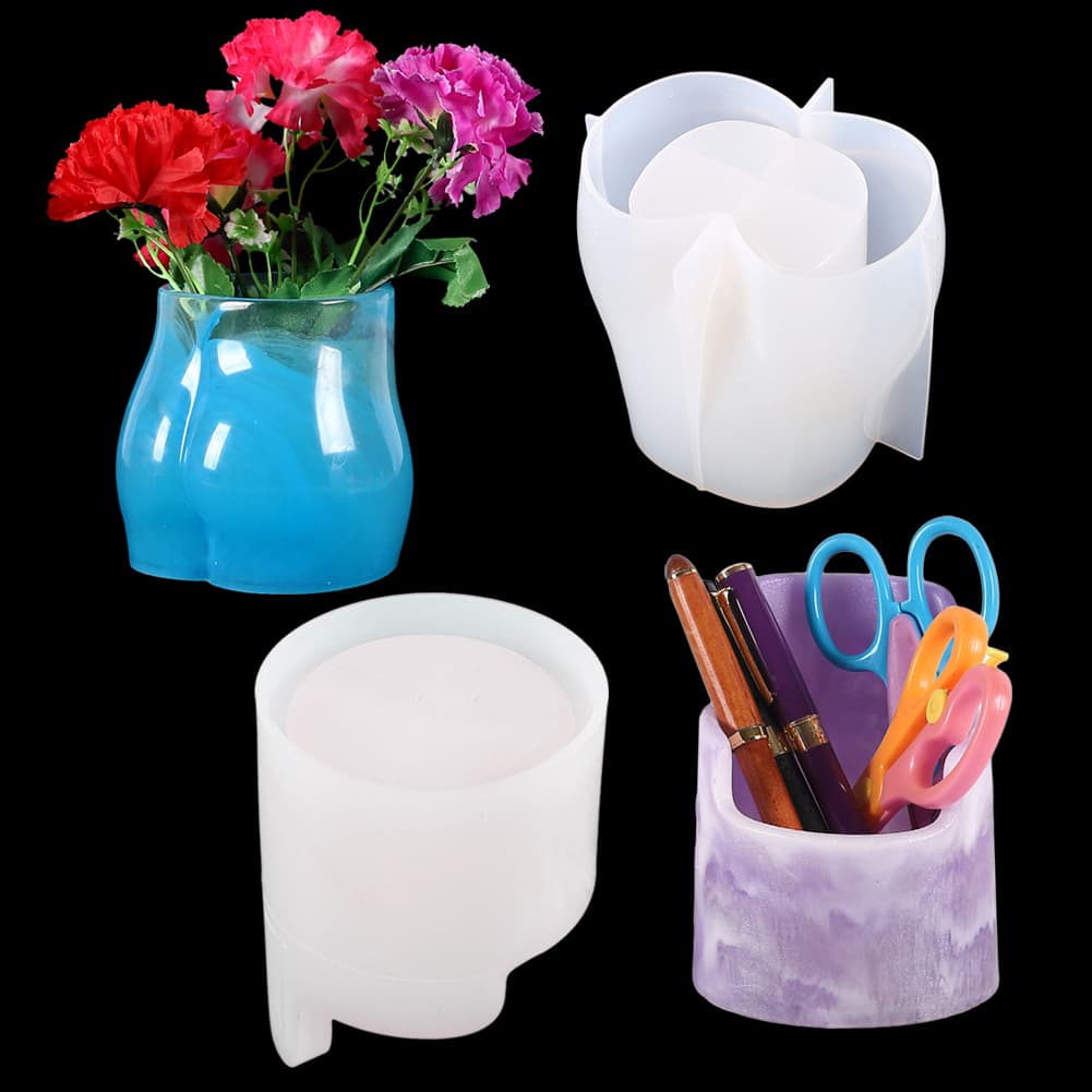 DIY Crystal Resin Mold 3D Vase Mirror Silicone Mold Human Tissue Desktop Decoration