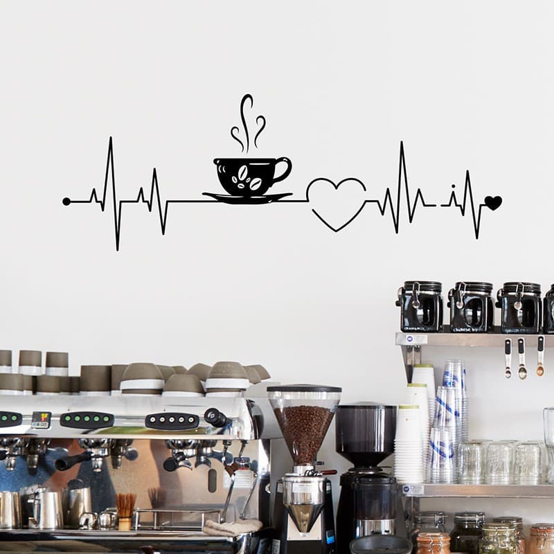 Cross-border creative coffee cup cafe milk tea shop beautification decorative wall sticker self-adhesive removable sticker AL color 0102