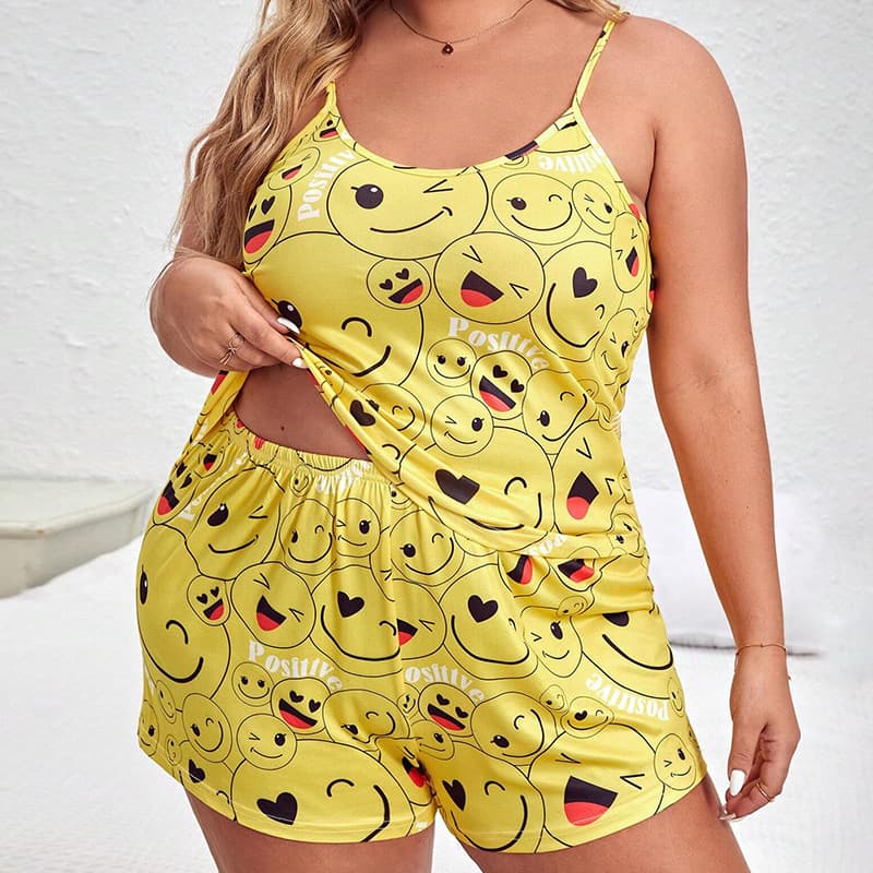 European and American cross-border large size suspender shorts, pajamas, home wear sets, printed, casual and comfortable, can be worn outside