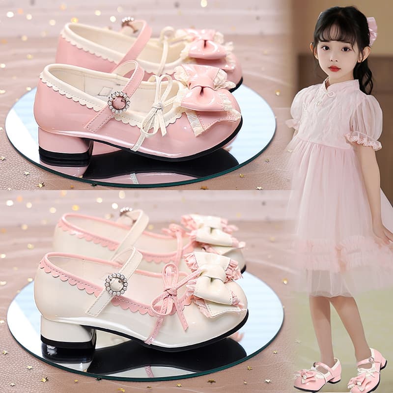 Cross-border Girls' Leather Shoes Children 2026 Spring New Lolita Princess Shoes Girl Bowknot Anti-slip Flats