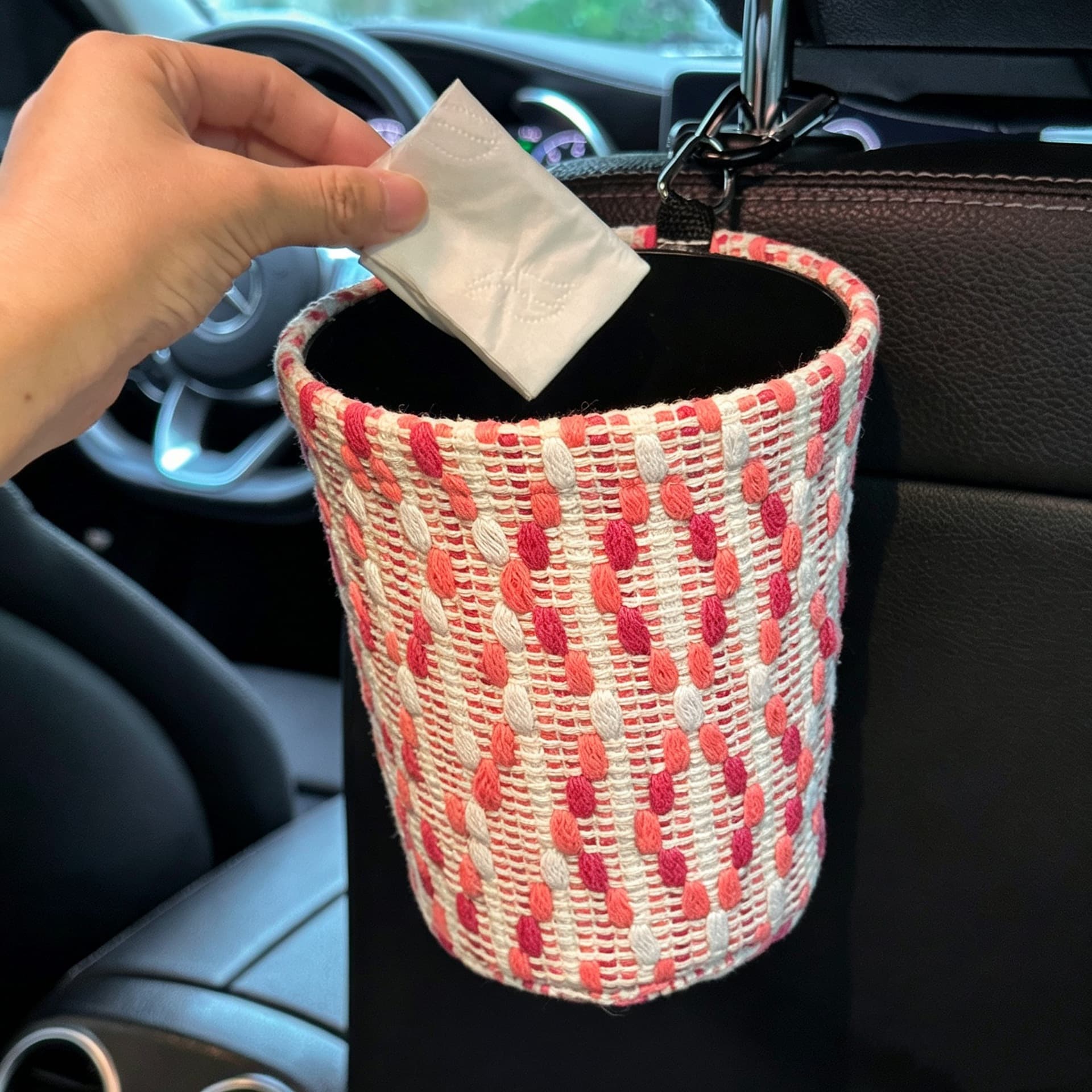 Car Trash Can, Car Interior Garbage Bag, Premium Umbrella Storage Bucket, Hanging Organizer for Car