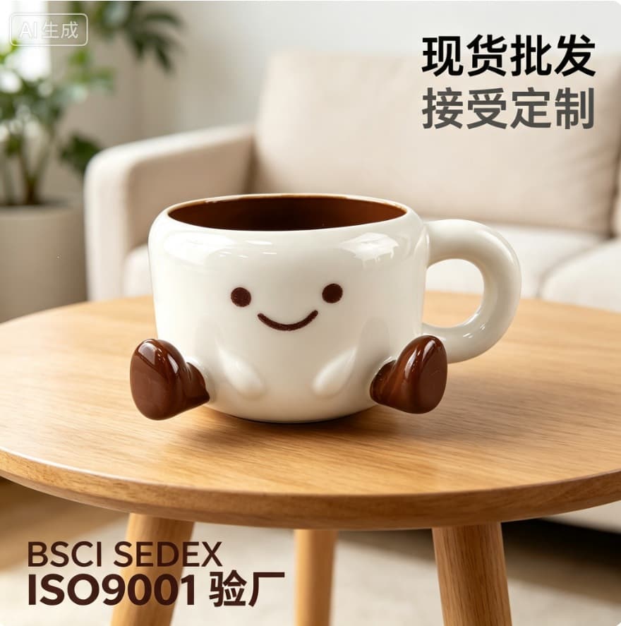 Cute Footprint Coffee Cup and Saucer Cartoon Embossed Water Cup Tea Cup Milk Cup Breakfast Cup Birthday Gift Souvenir