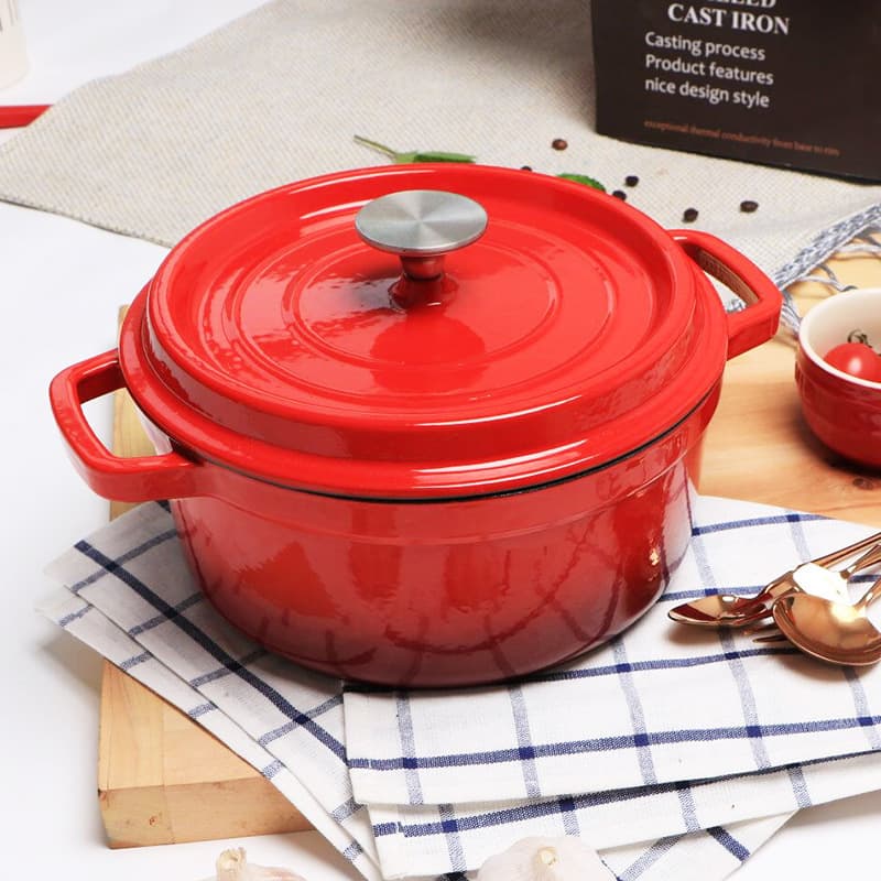 Enameled Cast Iron Double Ear Soup Pot, Cast Iron Enamel Pot, No Coating