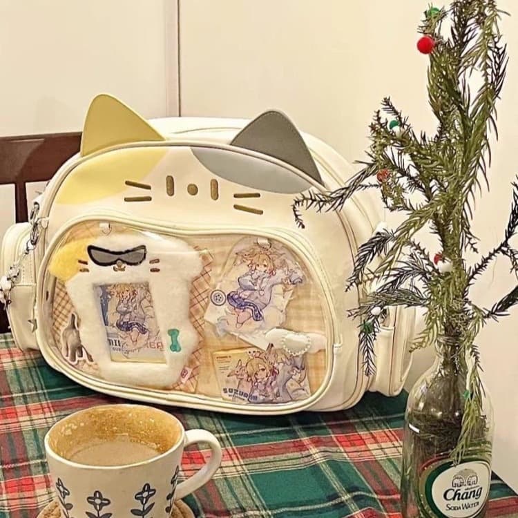 Cartoon Anime Doraemon Transparent Badge Bag Niche Design Backpack Shoulder Bag Crossbody Bag Ita Bag