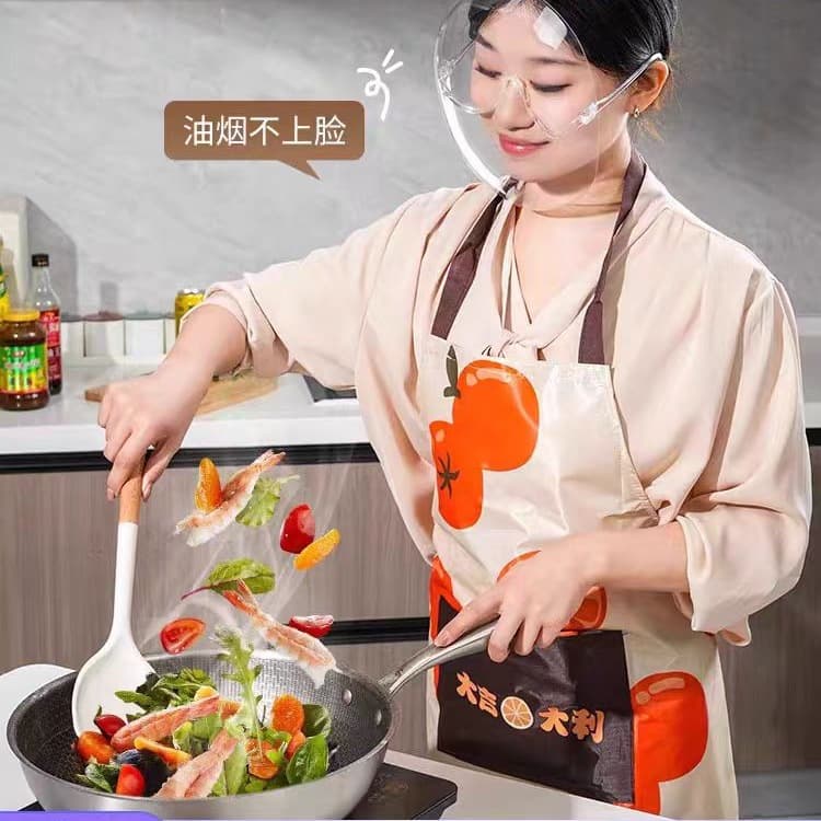 Transparent Kitchen Cooking Oil Fume Shield, Full-Face Protection Mask for Splash Prevention While Frying
