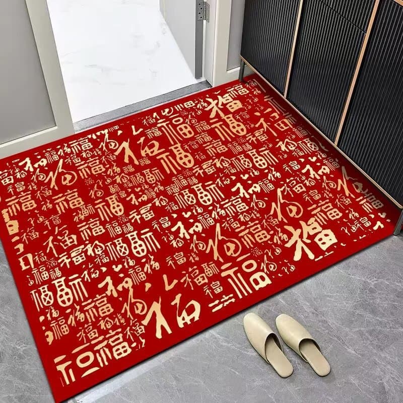Festive red door mat crystal velvet carpet New Year Chinese-style household absorbent doormat entryway hallway rug wholesale