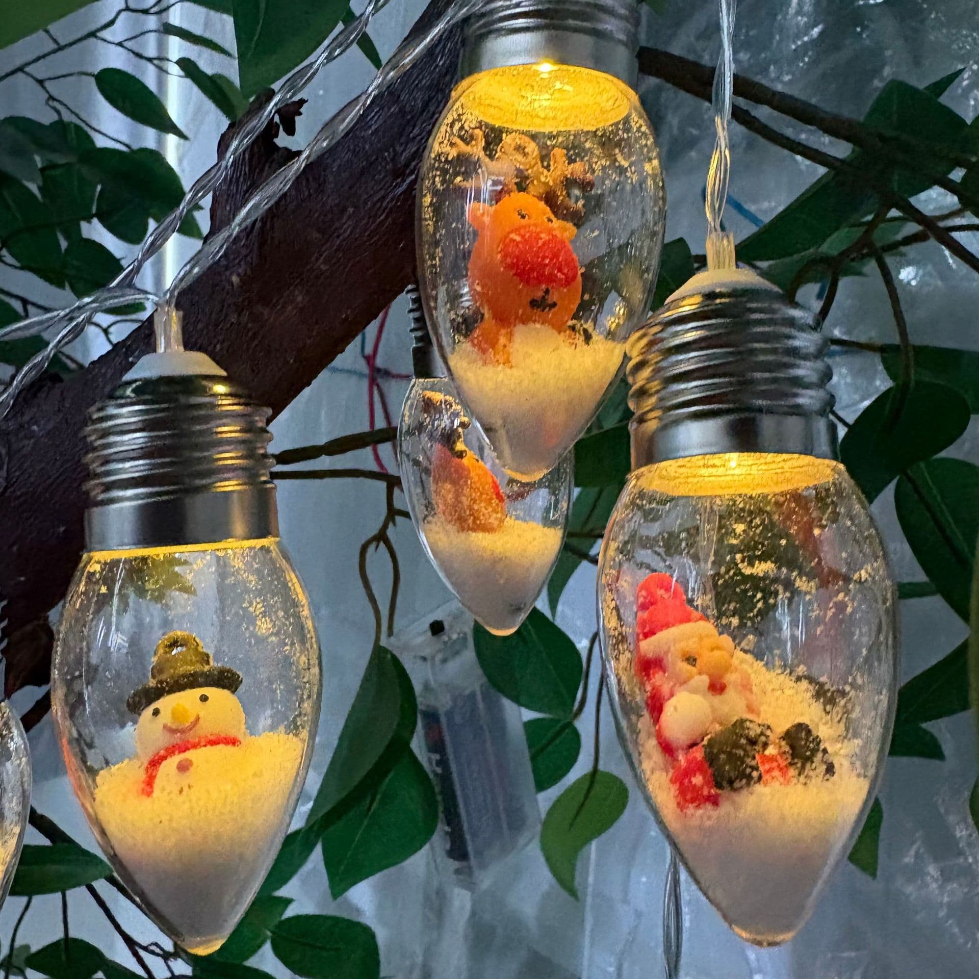 Cross-border LED Christmas String Lights Creative Bulb Lights Santa Claus Christmas Tree Cozy Wall Atmosphere Color Lights