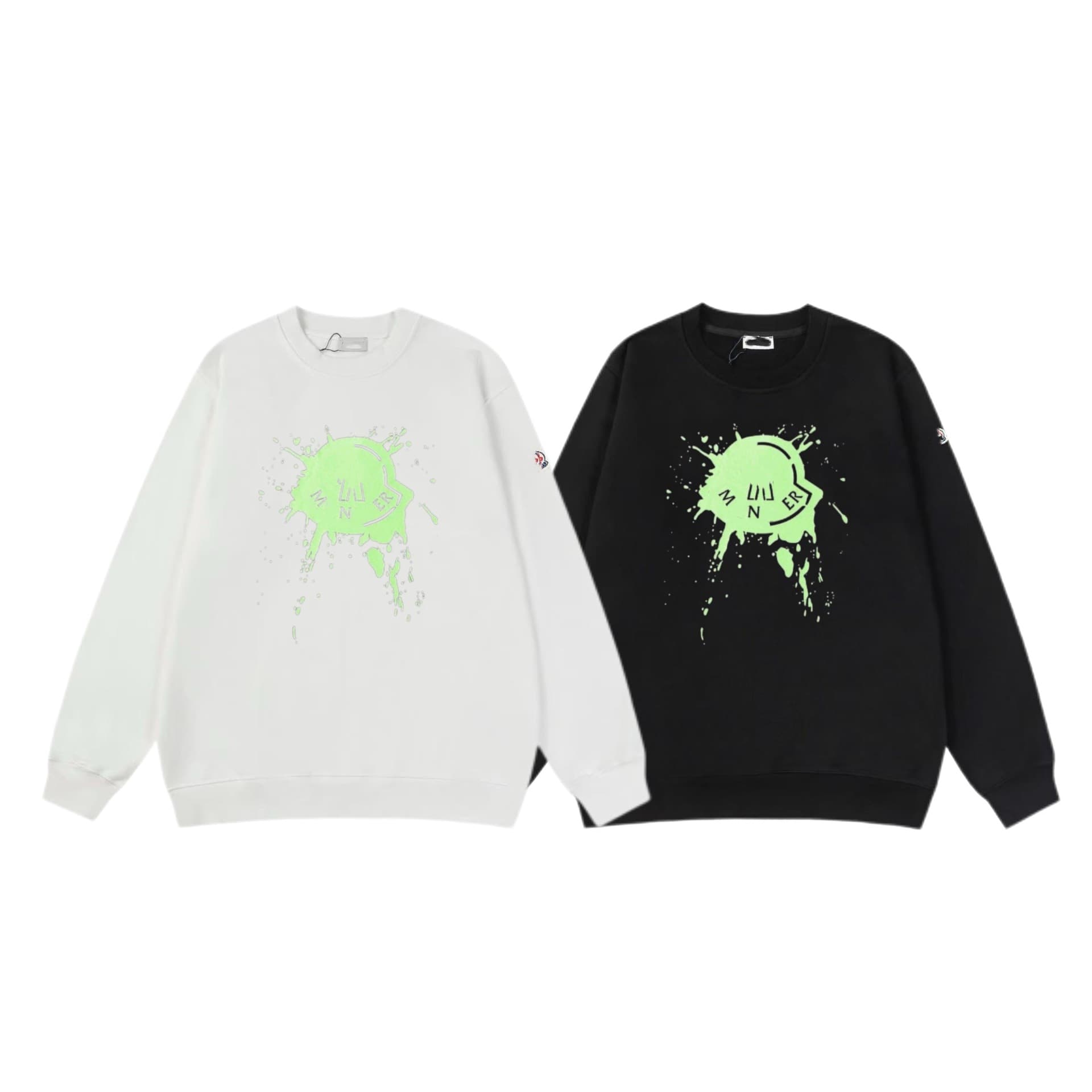 High Version Moncler M Brand New 26SS Letter Graffiti Print Crewneck Sweatshirt Long Sleeve Heavyweight Loose Fit Unisex