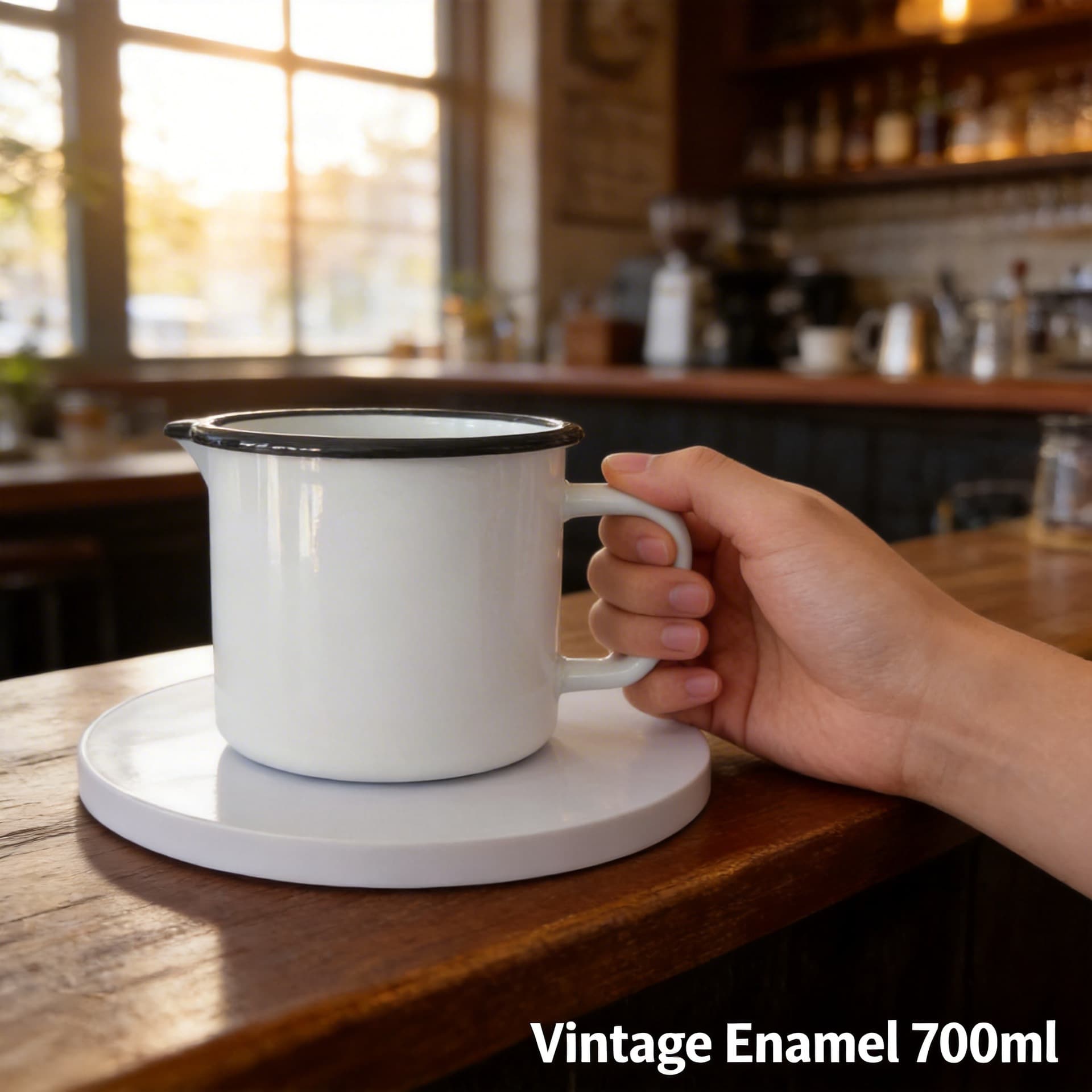 Retro export thickened nostalgic enamel cup small milk pot coffee extraction cup drainage cup fair cup milk cup