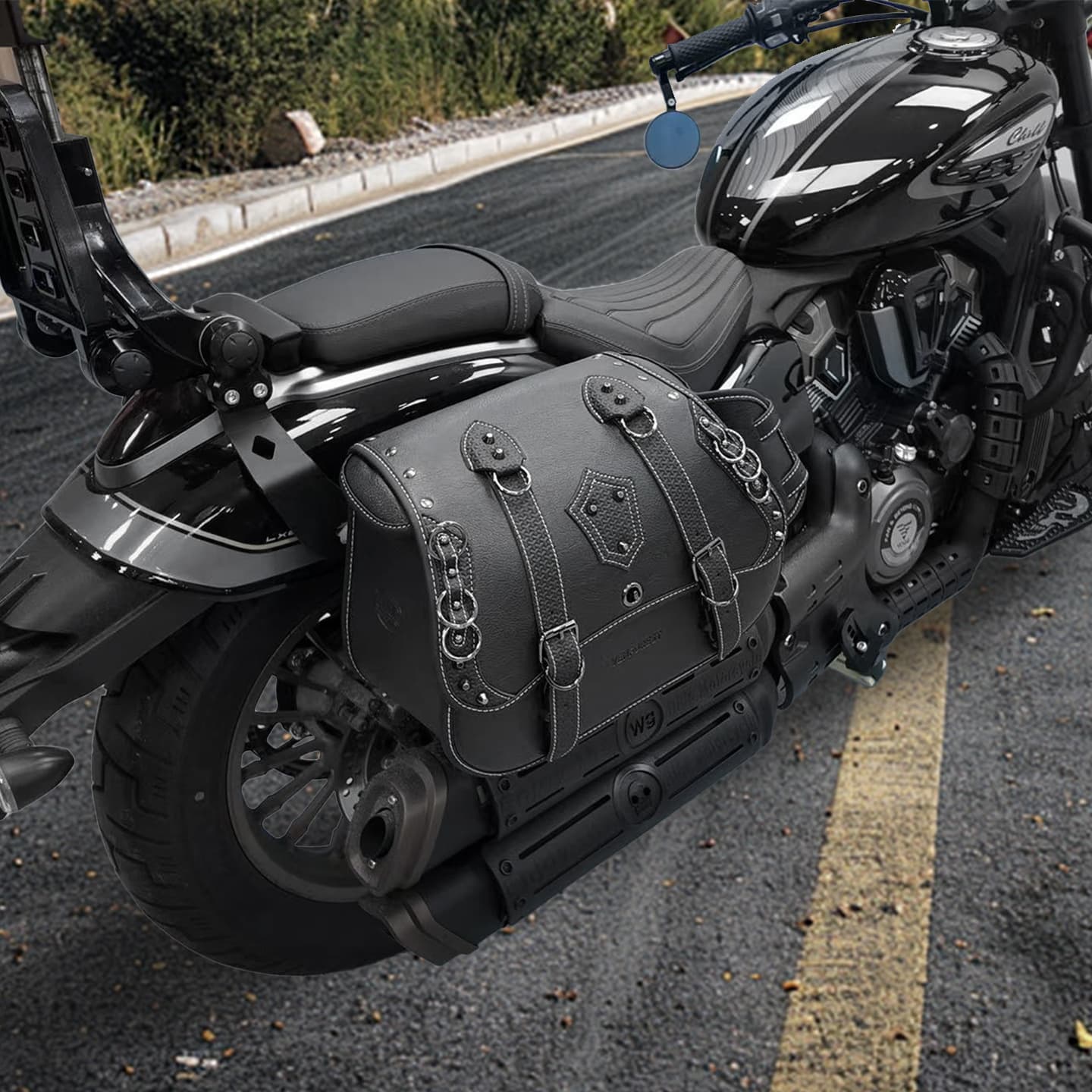 Universal Hot-Selling Motorcycle Quick-Release Side Bag Waterproof Leather Large Capacity Can Hold Half Helmet High-End Retro Rider Bag