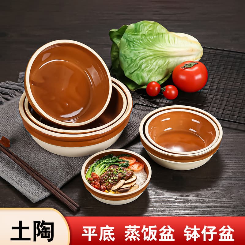 Factory-direct earthenware steaming bowls, ceramic rice bowls, restaurant-specific steaming bowls, bowl-style steaming dishes, steamed rice bowls, clay bowls