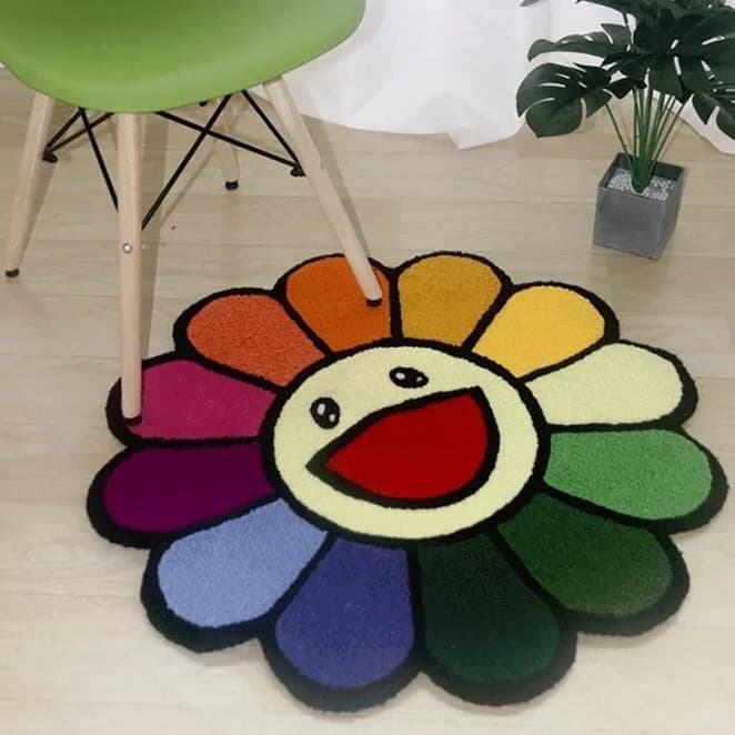 Cross-border Amazon Dropshipping Sunflower Rug for Home Coffee Table Sofa Living Room Rug Smiley Rocking Chair Mat