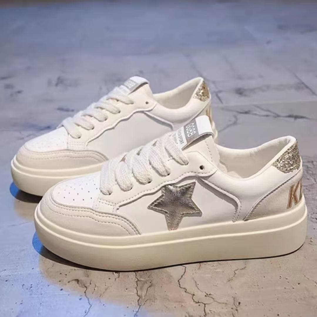 Trending Star White Shoes for Women 2026 Spring New Style Board Shoes Stylish Thin Casual Versatile Thick Sole Shoes