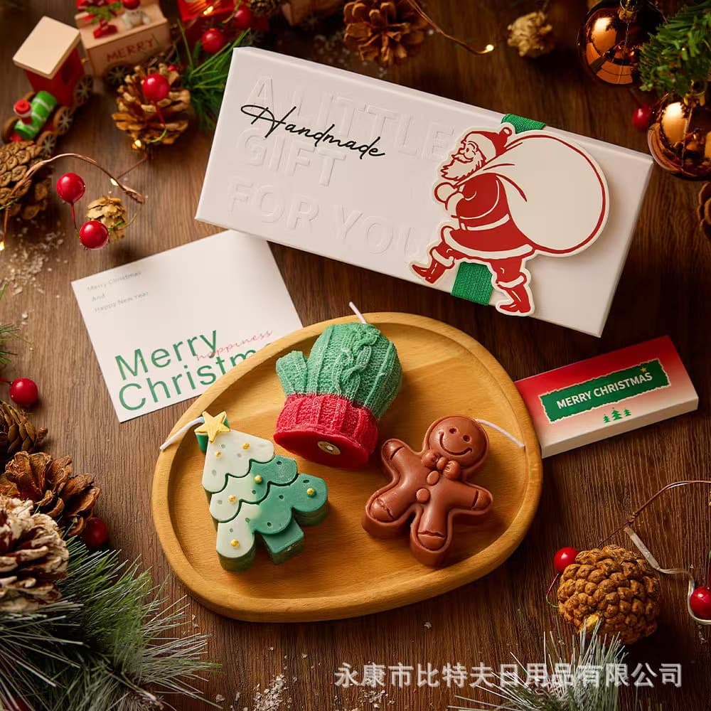Cross-Border Snowman Scented Cute High-End Deer Christmas Tree Candle Christmas Gift Box Set Snowflake Star Decorative Wax