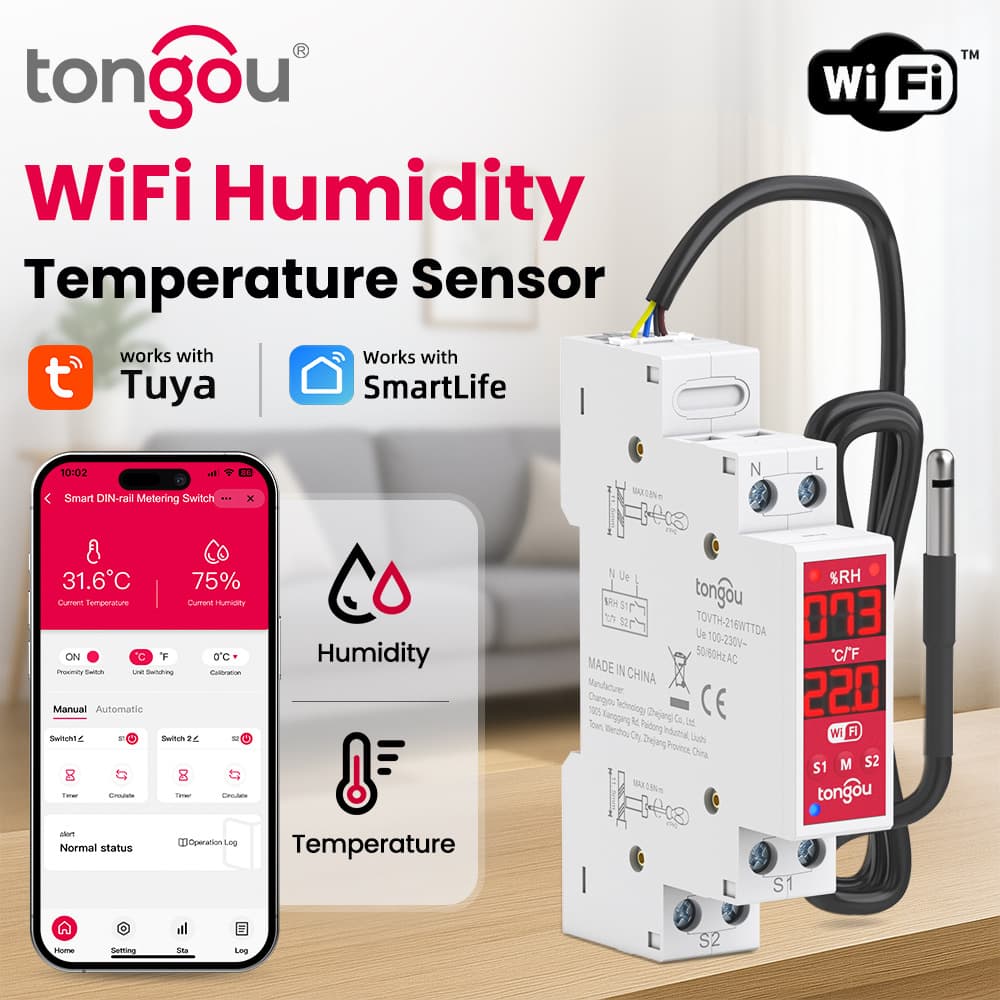 Graffiti WiFi Remote Smart Timer Monitoring Switch Manual/Automatic Switching Built-in Temperature and Humidity Sensor