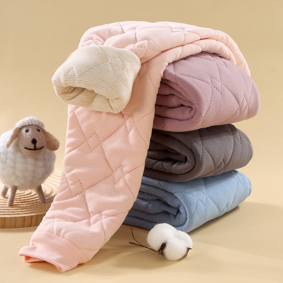 School Uniform Thermal Pants Children's Cotton Pants for Boys and Girls Winter Student Inner Layer Warm Belly Protection Cold Weather Belly Warmth