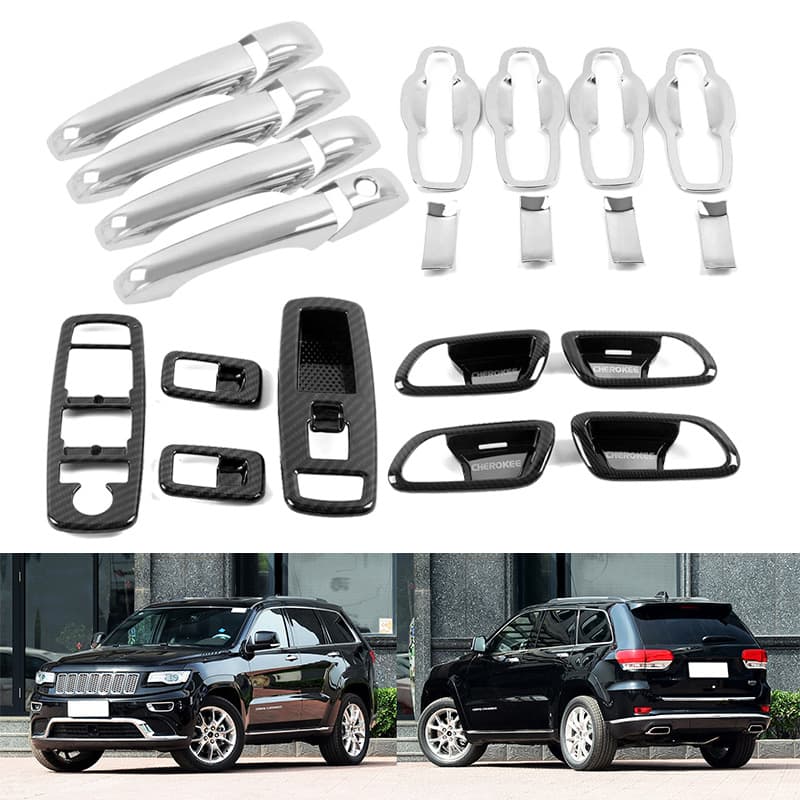 17 Model Year Jeep Grand Cherokee ABS Stainless Steel Door Pull Handle Glass Elevating Switch Interior Exterior Car Decor