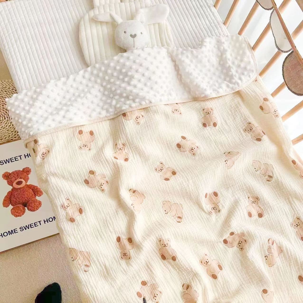 New Gauze Bean Children's Blanket, Breathable and Warm All-Season Universal Gauze Cover, Baby Comfort Nap Blanket