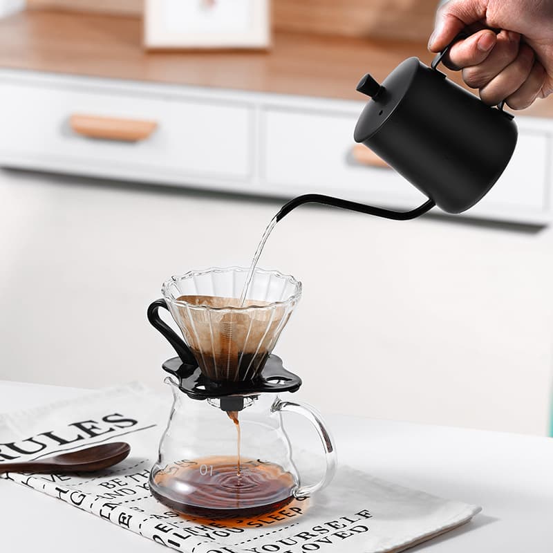 Pour-over Coffee Set: Sharing Carafe, Dripper, Drip Bag, Hand Grinder, Outdoor Pour-over Kettle