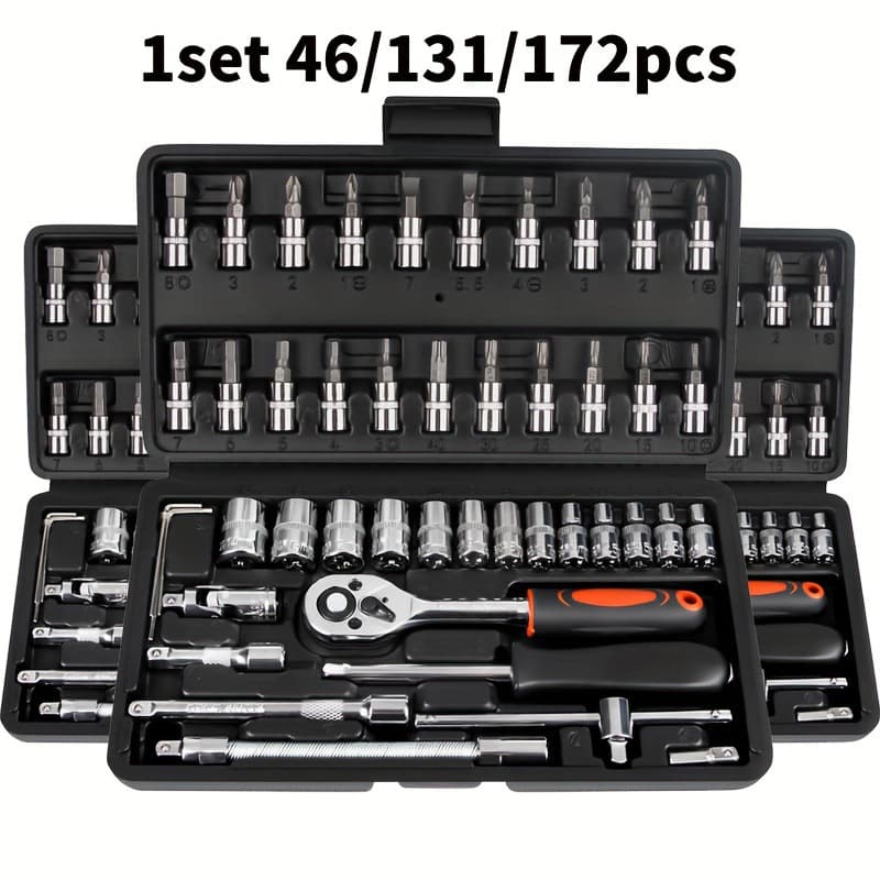 2026 New Cross-border Drop Shipping 46/131/172 Piece Black Cool Professional Tool Set Cross-border Drop Shipping