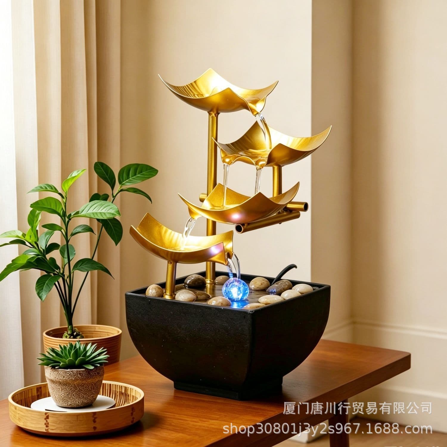 Iron flowing water ornaments, simulated flower ornaments, Nordic creative simple home furnishings, cross-border best-selling living room