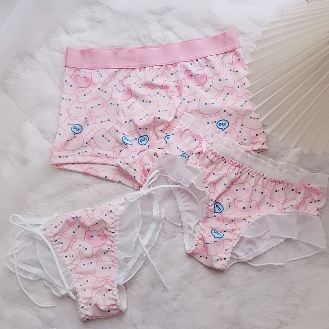 Couples Sexy Underwear Cotton Mesh Lace See-through Men Boxer Briefs Women Triangle Briefs Comfortable Home Clothes