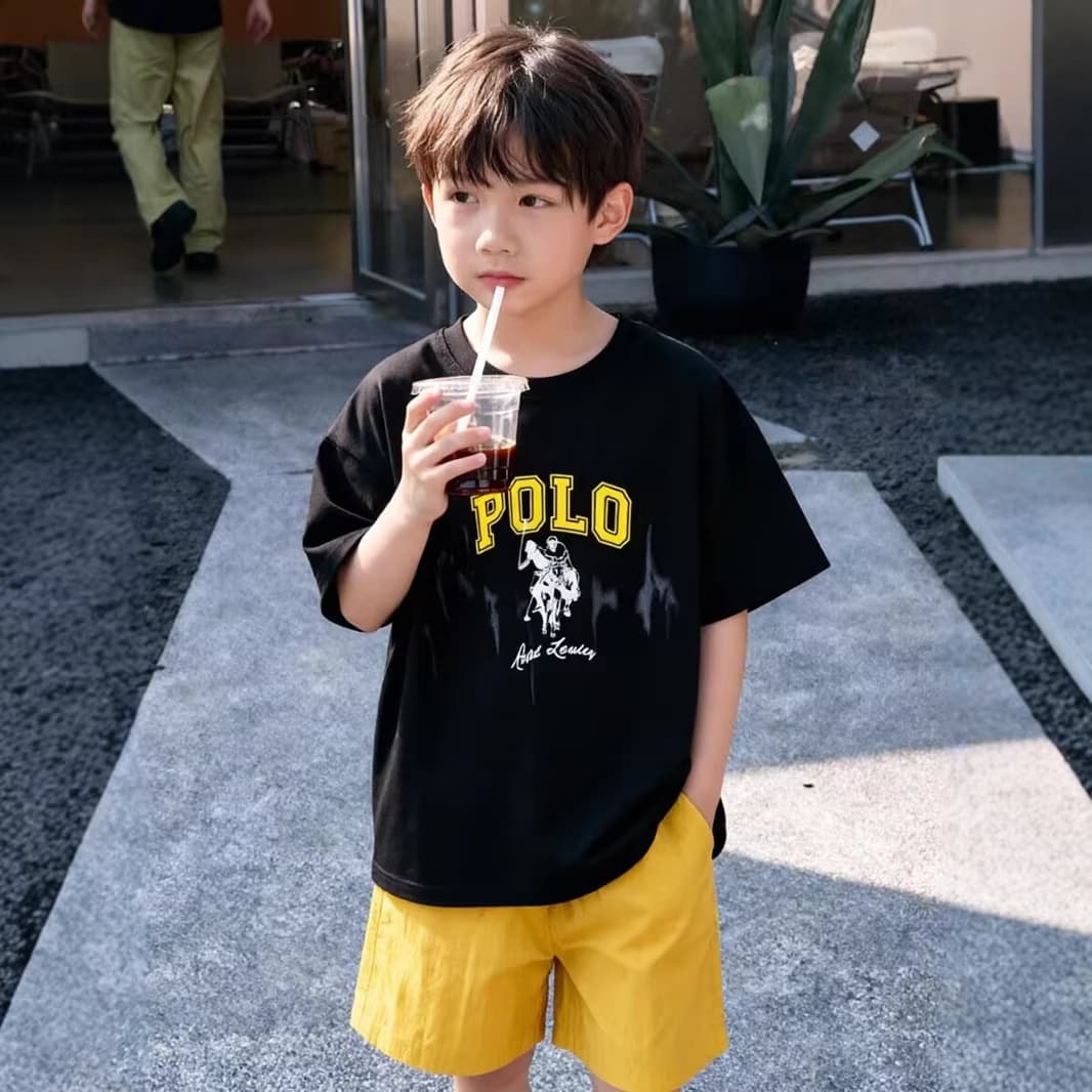 Cool Cotton 2026 Summer Short Sleeve T-Shirt for Boys, Middle School Students, Loose Fit, Teenagers, Big Kids, Pure Cotton