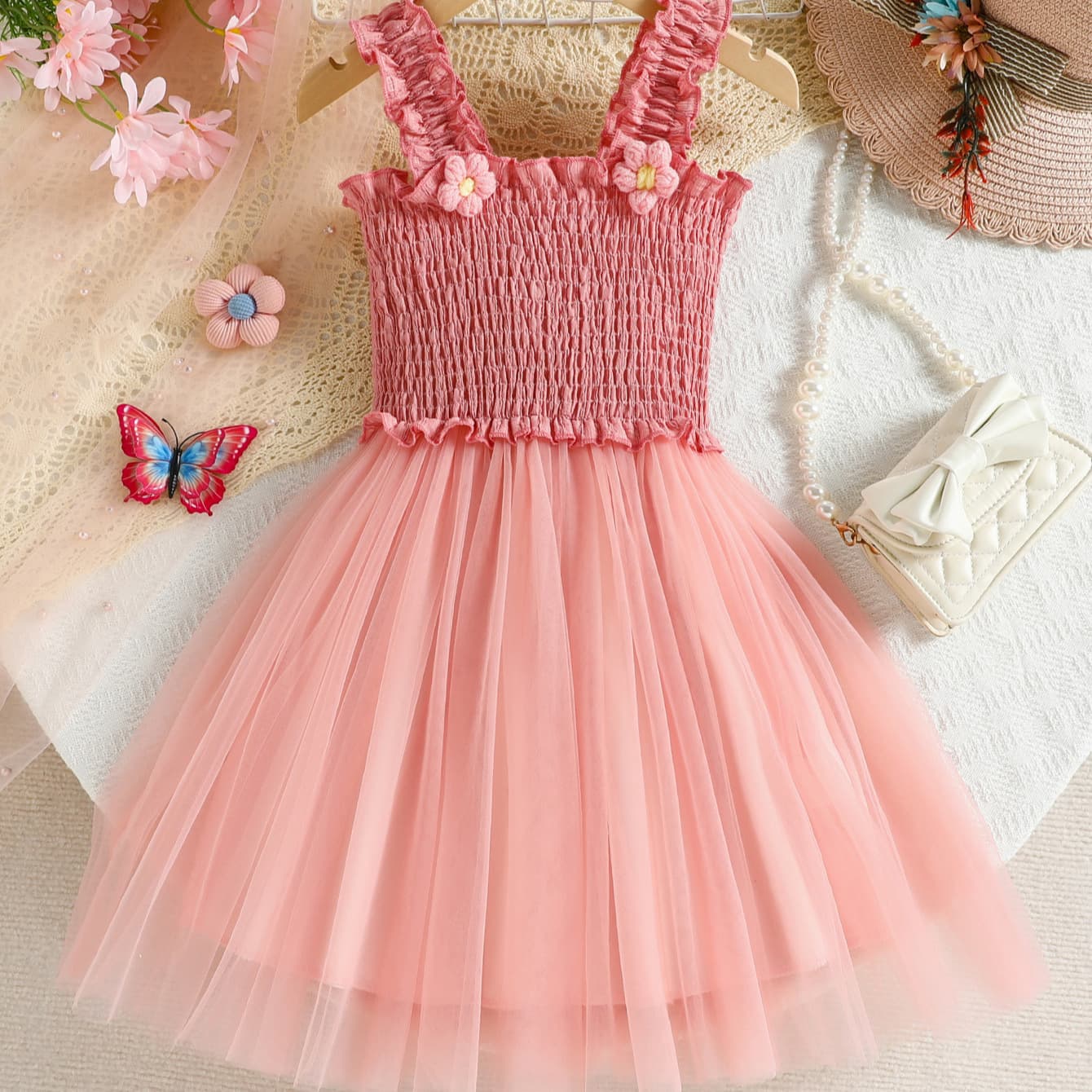 Girls Summer 2026 Tutu Dress Baby Cute Fashionable Tulle Skirt Little Girl Birthday Party Versatile Princess Dress