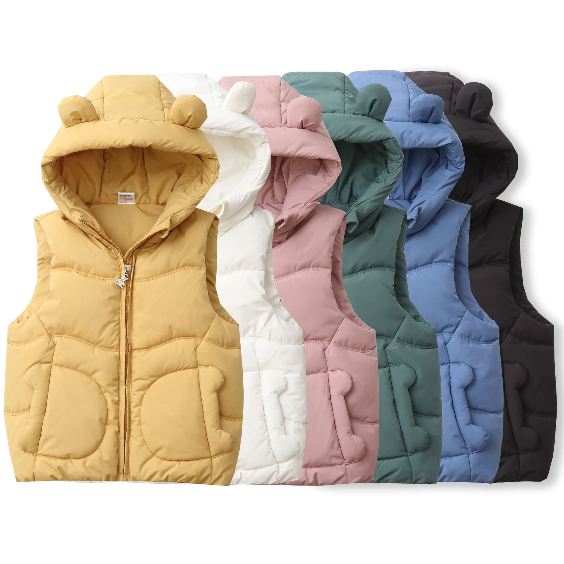 Candy-colored hooded quilted vest for boys and girls, fashionable and versatile, new spring and autumn 2025 children's clothing.