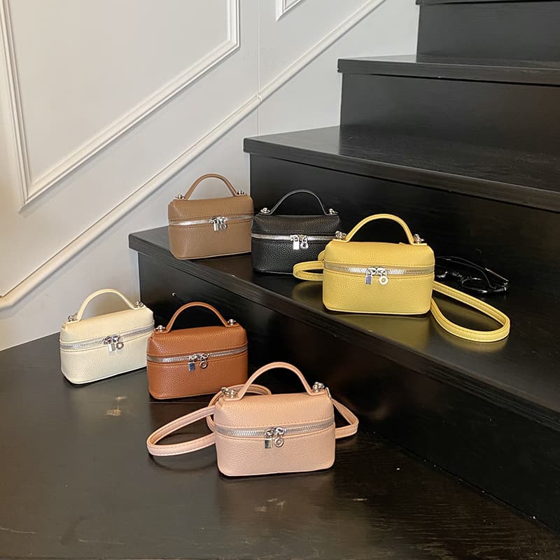2025 New Litchi Pattern Box Bag, Versatile Handbag, Fashionable Children's Shoulder Messenger Bag, Girls' Accessory Bag