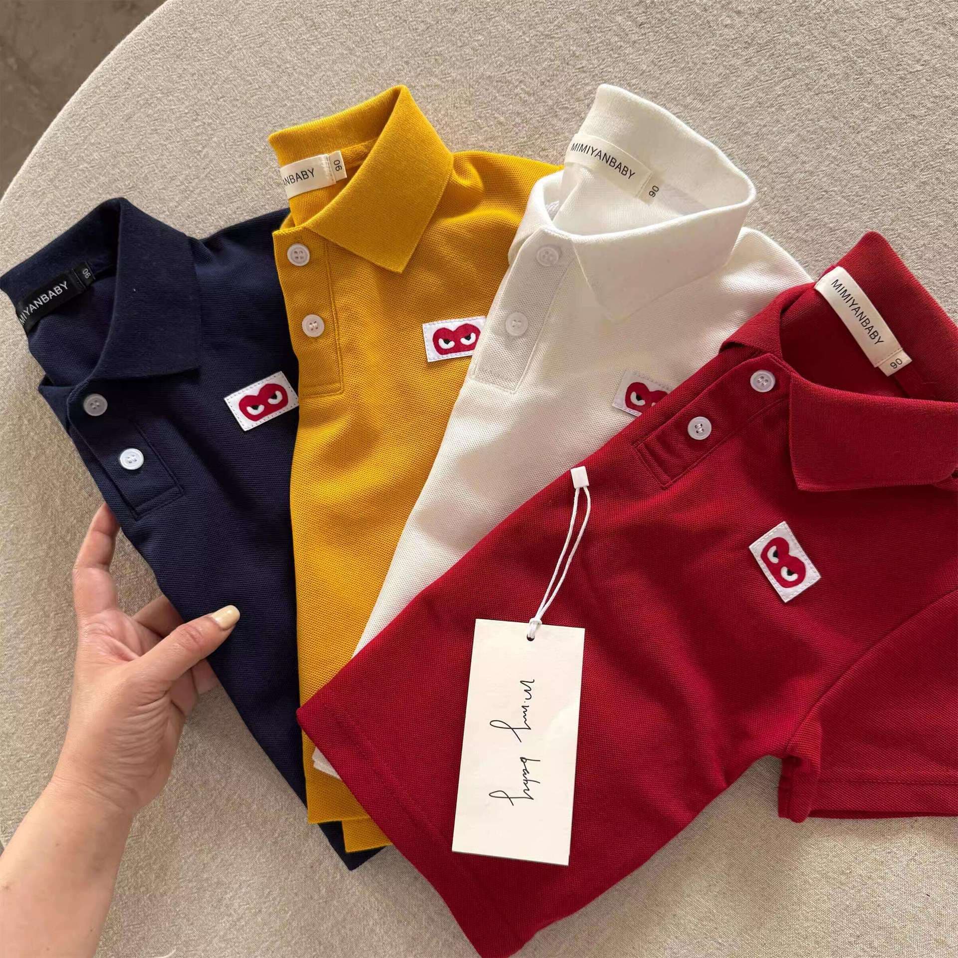 Tian Xiaosi's new summer boys and girls fashionable and versatile polo shirts, handsome short-sleeved solid colors, western-style casual T-shirts