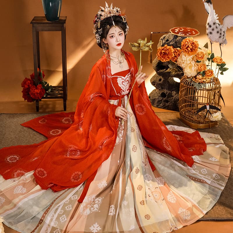 Tang Style Original Hanfu Women's Restoration Style Chinese Style Embroidered Hezi Skirt Ancient Fairy Ethereal Spring, Summer, and Autumn Set