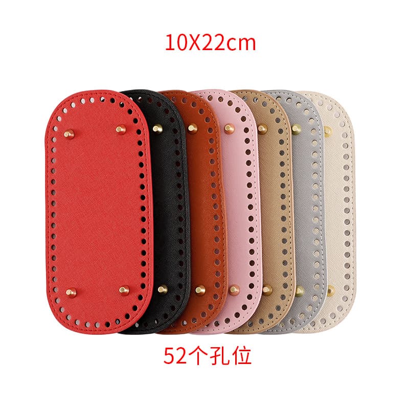 Wholesale DIY Handwoven Bag 22*10cm 52-Hole Oval Base Accessories PU Cross Grain