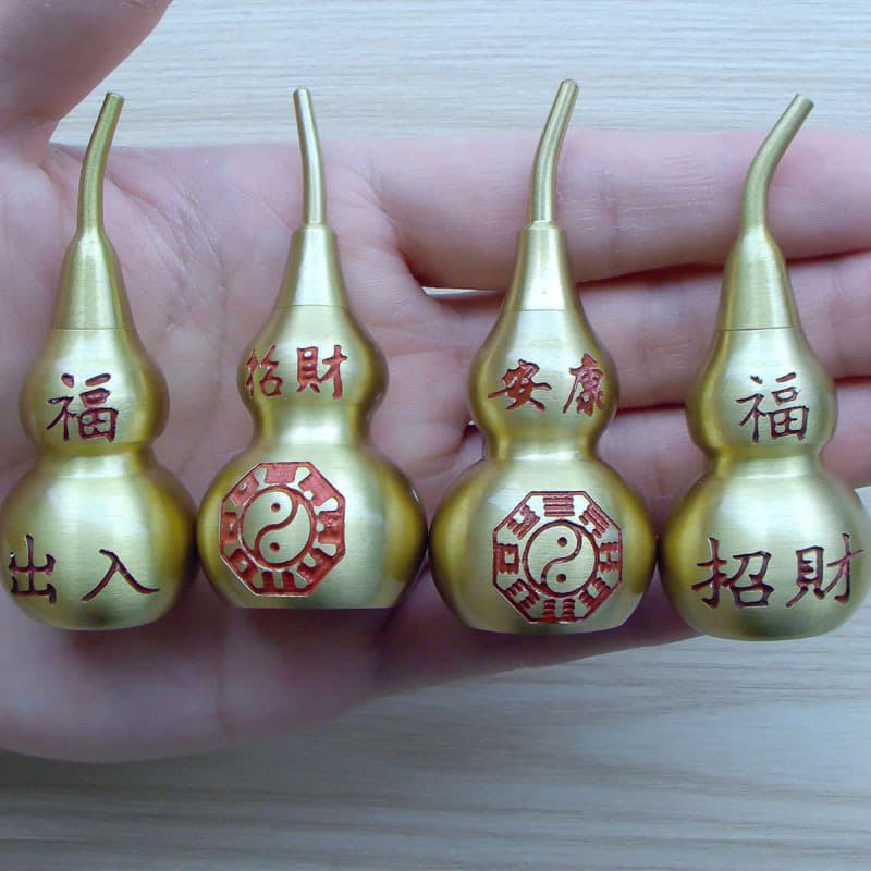 Wholesale Copper Gourd Ornaments, Pure Copper Gourd Sizes, Bagua Fortune Health Wealth Home Craft, House Protection