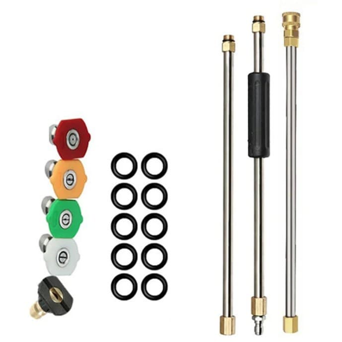Cross-Border High-Pressure Water Gun Stainless Steel Extension Rod Three-Piece Straight Rod Set 1/4 Inch Quick Connect 4000psi