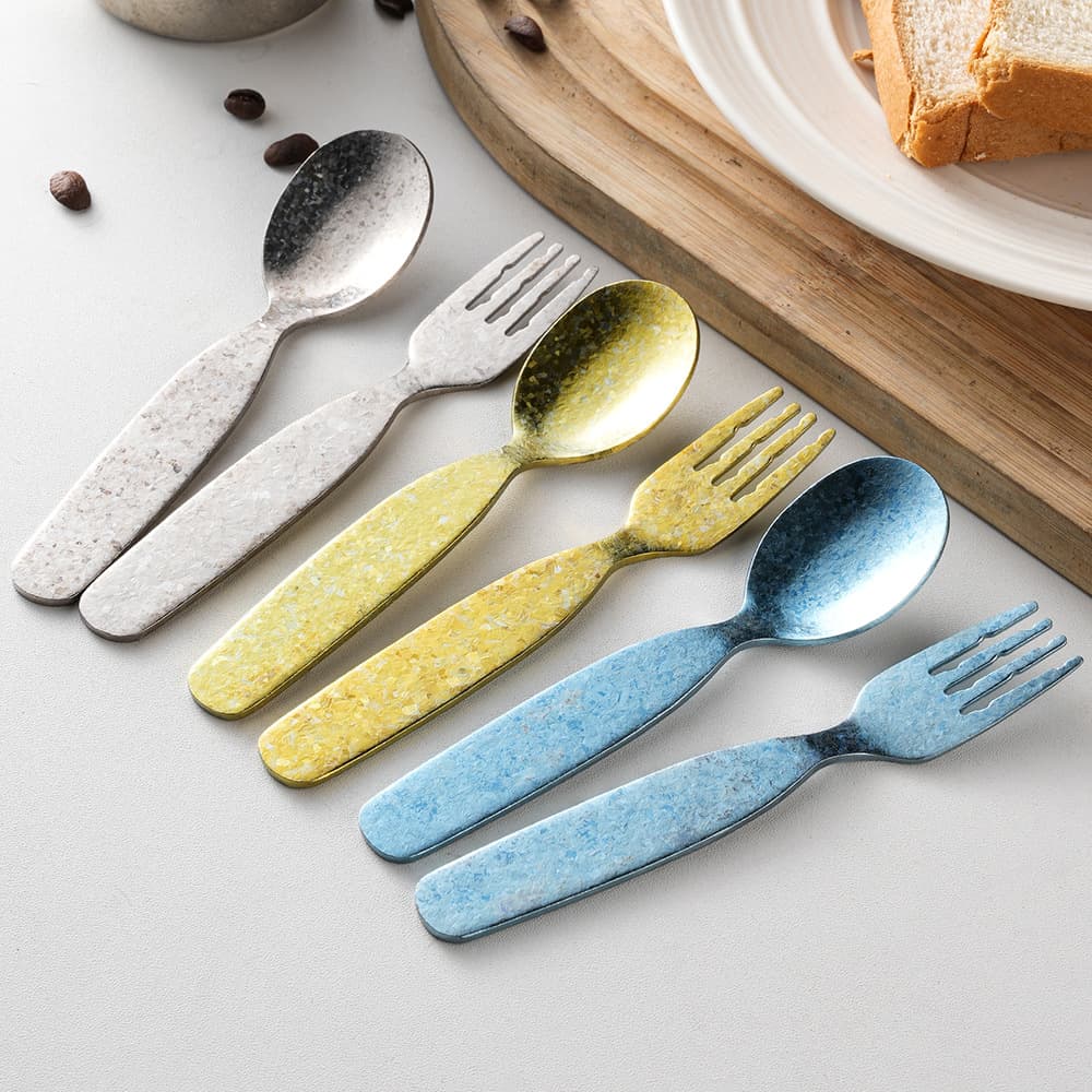 Pure Titanium Children's Spoon and Fork Set - Crystallized Titanium Spoon for Baby Home Feeding, Soup Spoon, Cake Dessert Spoon