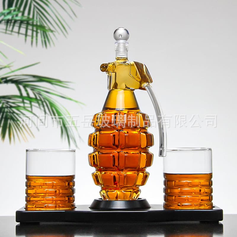 Minimalist Grenade-Shaped Novelty Glass Wine Bottle Transparent Glass Decorative Container for Home Wine Storage