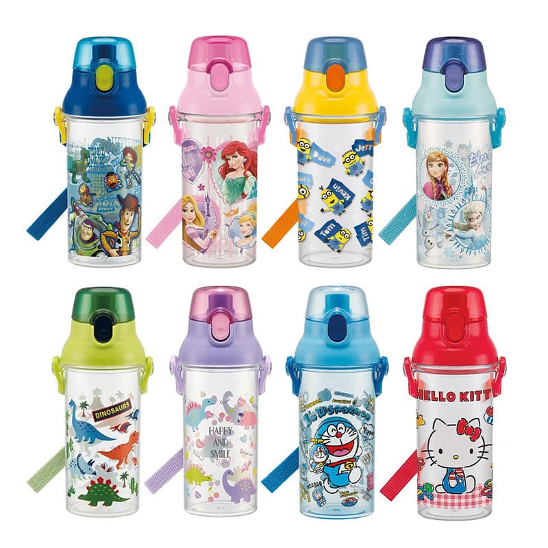 Japan Imported Skater Cartoon Cute Children's Baby Transparent Cold Water Bottle 480ml Direct Drinking Cup