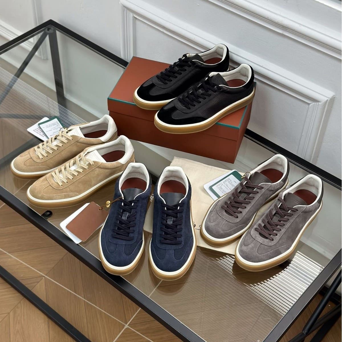 Original quality! LP classic German training shoes, genuine leather lace-up casual sneakers for couples, British simple versatile sports shoes