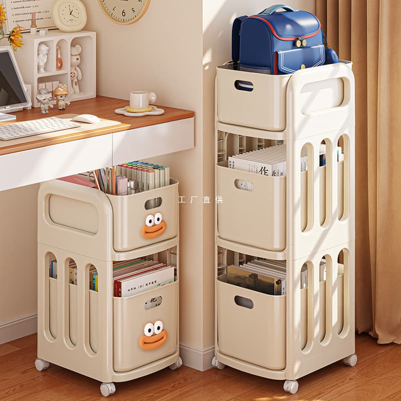 Book Bag Storage Shelf Mobile Small Trolley Office Desk Book Storage Cabinet Student Backpack Placement Organizer