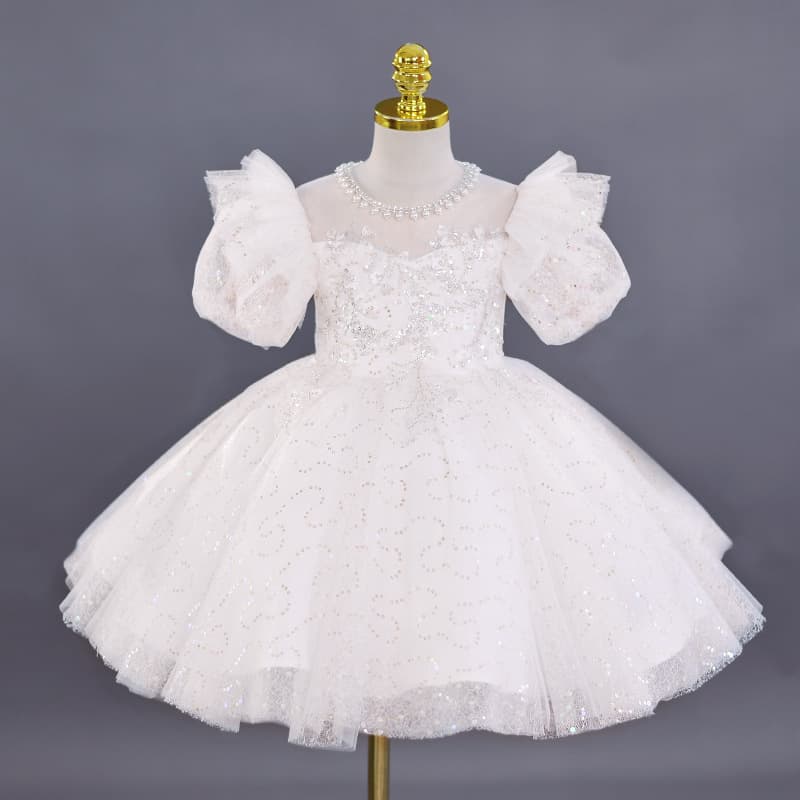 Girls' Flower Girl Dress Wedding Princess Tutu Tulle Birthday Summer Children's Host Performance Dress