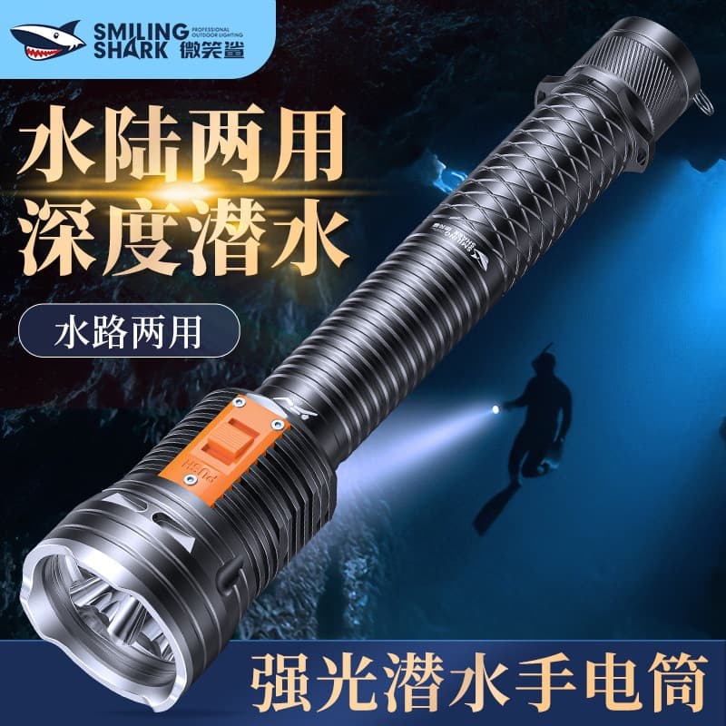 Cross-border New Outdoor Professional Diving Flashlight Super Bright Waterproof Diving Dedicated Illumination Light Rechargeable