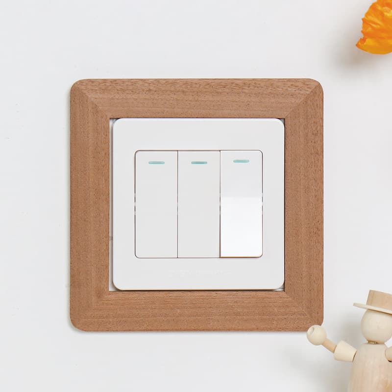 Solid wood switch stickers, decorative wall stickers, socket protective covers, Nordic style decorative frames, light switch panels, and light luxury protective covers.