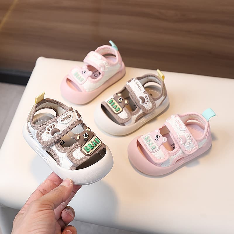 Baby Toddler Walking Shoes Sandals Summer New Style Girls Closed Toe Soft Sole Non-Slip Boys Cute Anti-Kick Beach Sandals
