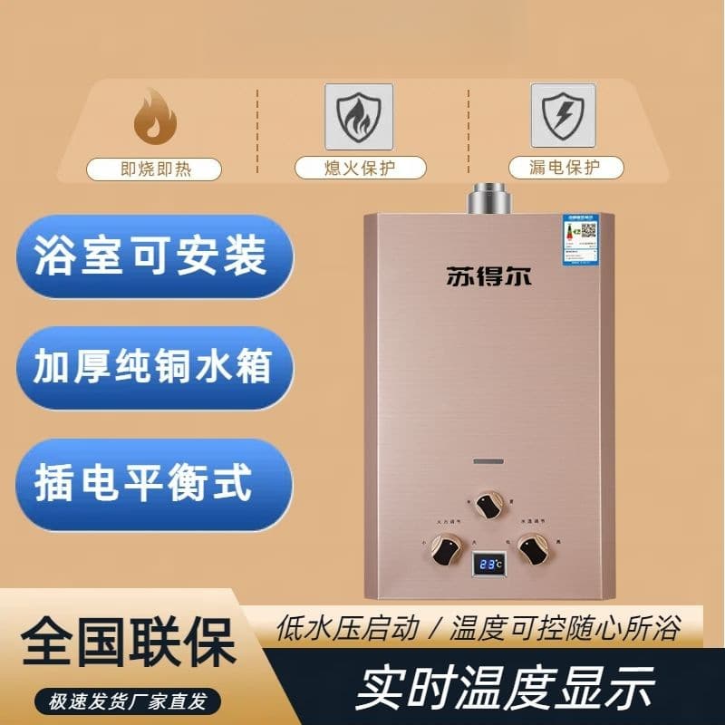 Bathroom Specific Balanced Type Natural Gas/Gas Water Heater, Thick Pure Copper Tank, Single Unit Wholesale