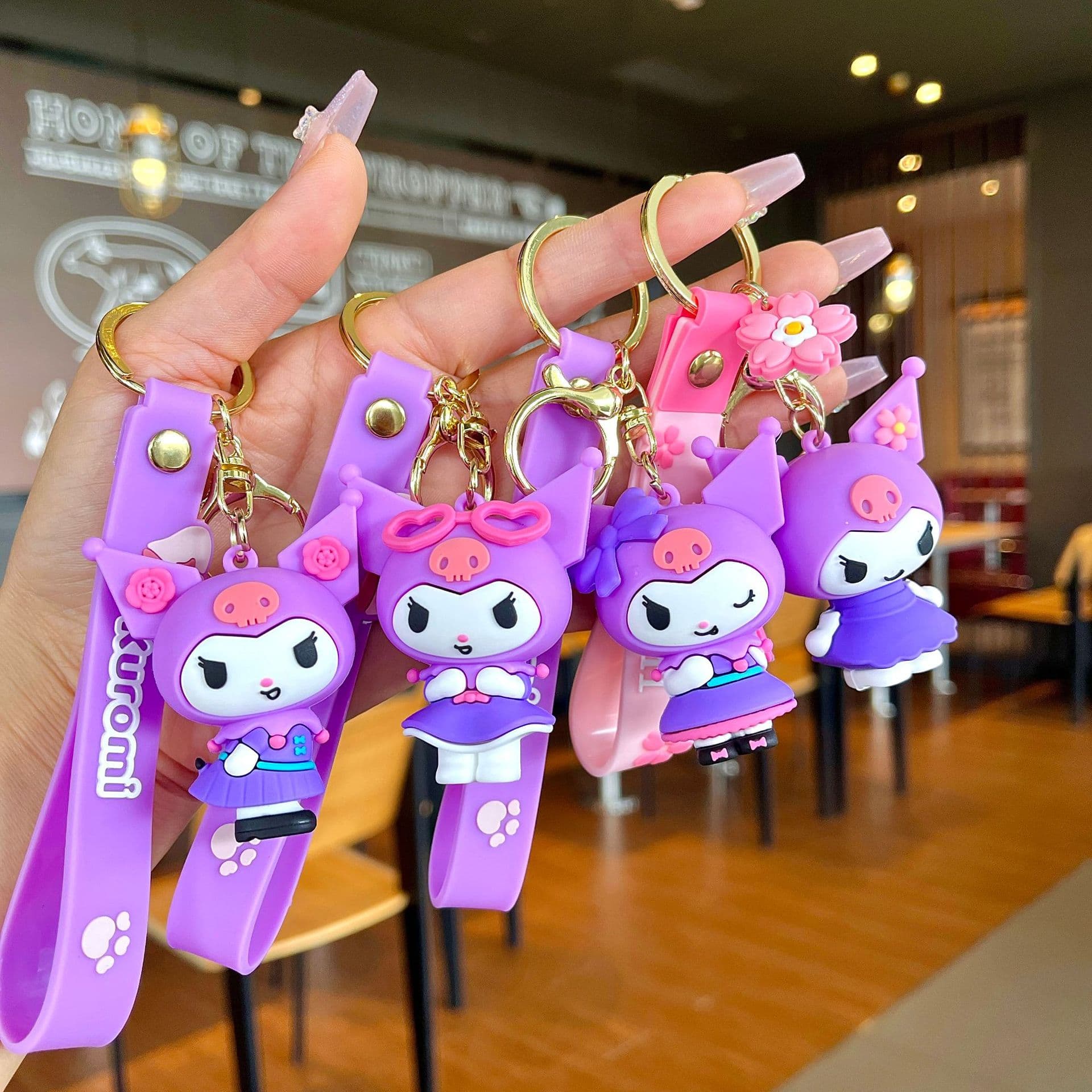 New Sanrio Keychain Kuromi Keychain Plush Doll Pendant Factory Wholesale Small Gift Key Ring