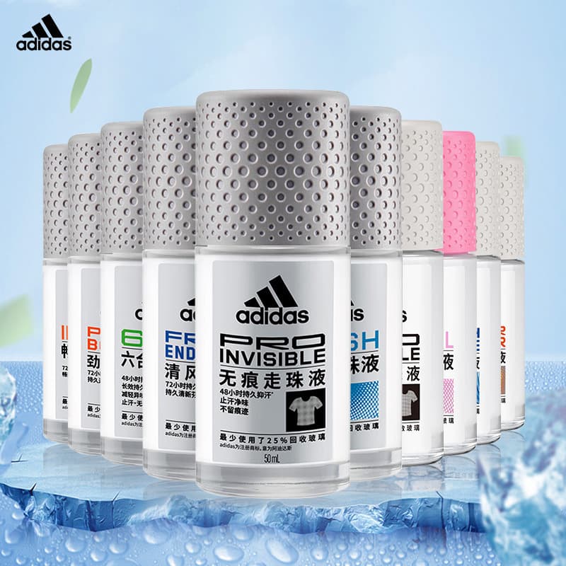 Adidas Men's and Women's Clean Roll-On Antiperspirant 50ml, 6-in-1 Soothing Fresh Invisible Roll-On