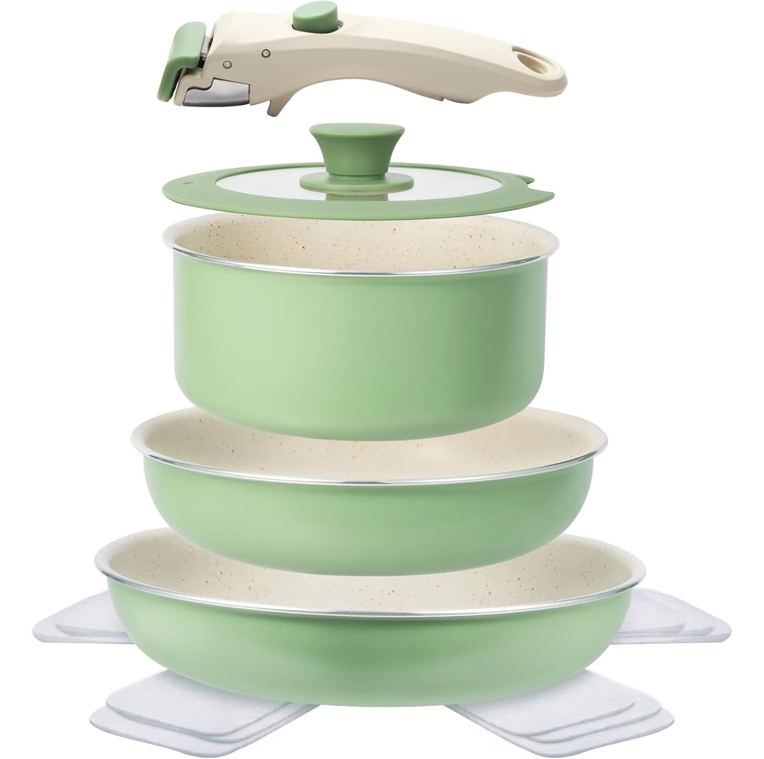 Wholesale 8Pcs Granite Aluminum Cookware Set Non-Stick Marble Coated Pots with Detachable Handle Camping Pot